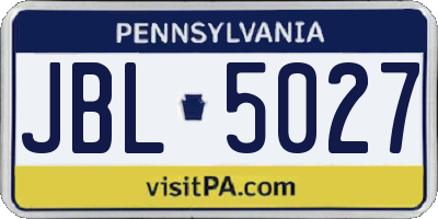 PA license plate JBL5027