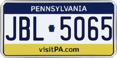 PA license plate JBL5065