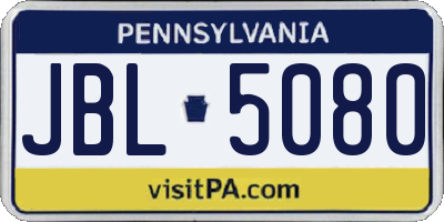 PA license plate JBL5080