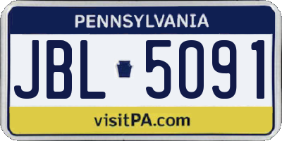 PA license plate JBL5091