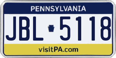 PA license plate JBL5118