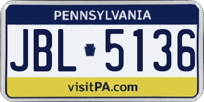 PA license plate JBL5136