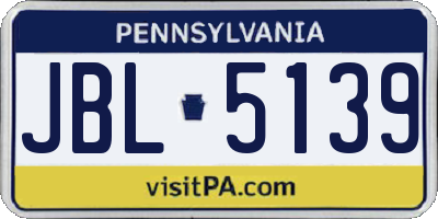 PA license plate JBL5139