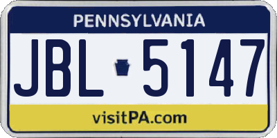 PA license plate JBL5147