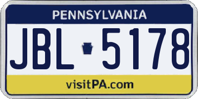 PA license plate JBL5178