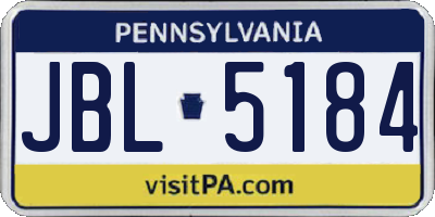PA license plate JBL5184
