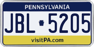 PA license plate JBL5205
