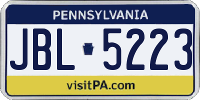 PA license plate JBL5223