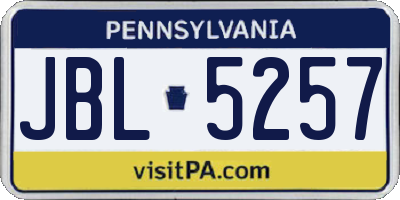 PA license plate JBL5257