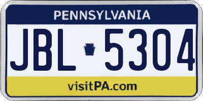 PA license plate JBL5304