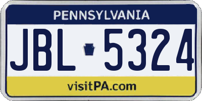 PA license plate JBL5324