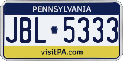 PA license plate JBL5333