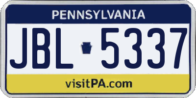 PA license plate JBL5337