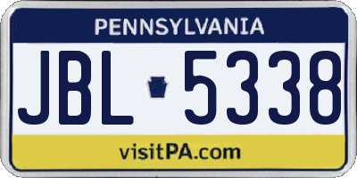 PA license plate JBL5338