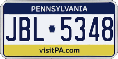 PA license plate JBL5348