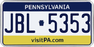 PA license plate JBL5353