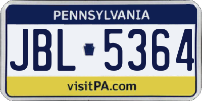 PA license plate JBL5364