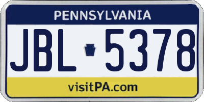 PA license plate JBL5378