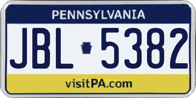 PA license plate JBL5382
