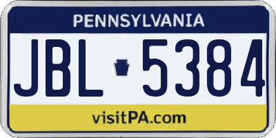 PA license plate JBL5384