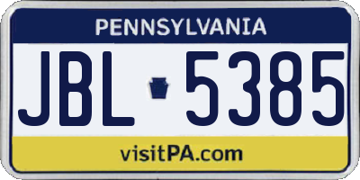 PA license plate JBL5385