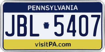 PA license plate JBL5407
