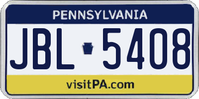 PA license plate JBL5408