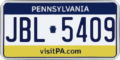 PA license plate JBL5409