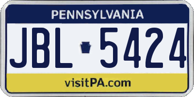 PA license plate JBL5424