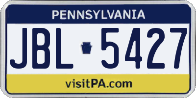 PA license plate JBL5427