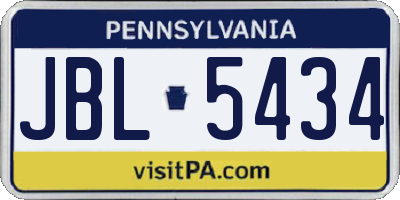 PA license plate JBL5434