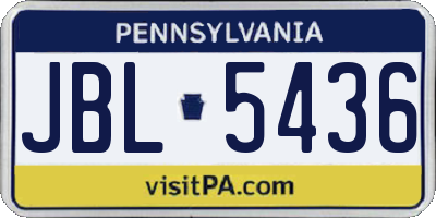 PA license plate JBL5436