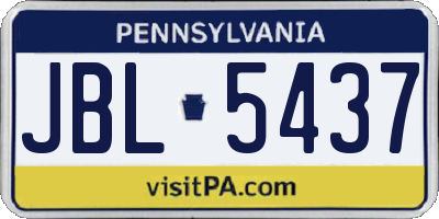 PA license plate JBL5437