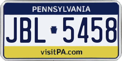 PA license plate JBL5458