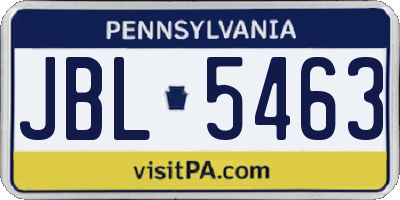 PA license plate JBL5463
