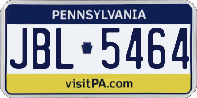 PA license plate JBL5464