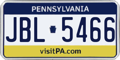 PA license plate JBL5466