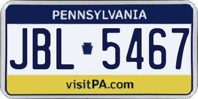 PA license plate JBL5467