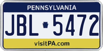 PA license plate JBL5472