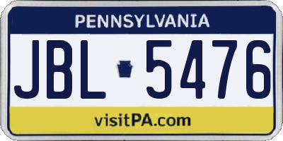 PA license plate JBL5476