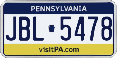 PA license plate JBL5478