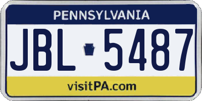 PA license plate JBL5487