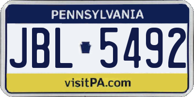 PA license plate JBL5492