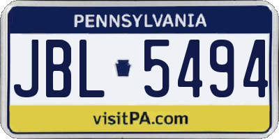 PA license plate JBL5494