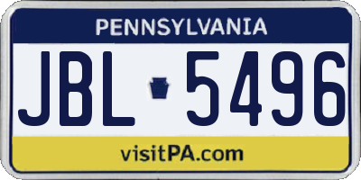 PA license plate JBL5496