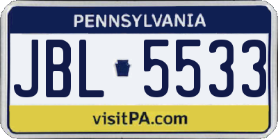 PA license plate JBL5533