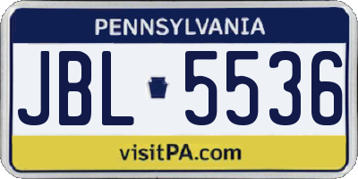 PA license plate JBL5536