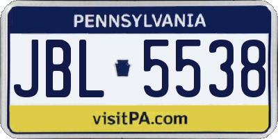 PA license plate JBL5538