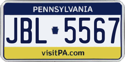 PA license plate JBL5567