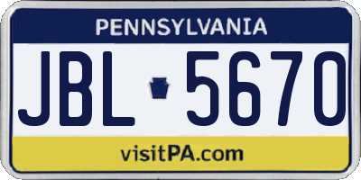 PA license plate JBL5670